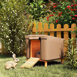 PawHut Rabbit Hutch Cover, Guinea Pig Hutch Cover for X-D2-0047 Model, Brown - Additional view 6