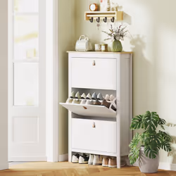 HOMCOM 3 Drawer Shoe Cabinet with Flip Doors for Hallway, Entryway, White