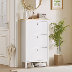 HOMCOM 3 Drawer Shoe Cabinet with Flip Doors for Hallway, Entryway, White - Additional view 8