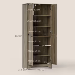 HOMCOM Farmhouse Kitchen Cupboard, Kitchen Cabinet, Grey Wood-Effect