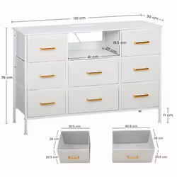 HOMCOM Boucle Chest of Drawers, 2 USB & 2 AC Ports, 8 Drawers Dresser - Additional view 7