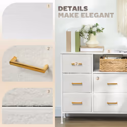 HOMCOM Boucle Chest of Drawers, 2 USB & 2 AC Ports, 8 Drawers Dresser - Additional view 8