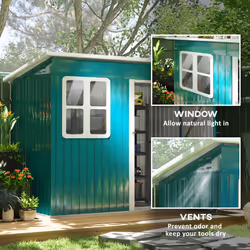 Outsunny 7 x 4ft Galvanised Steel Garden Shed with Foundation Kit, Green - Additional view 5