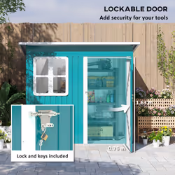 Outsunny 7 x 4ft Galvanised Steel Garden Shed with Foundation Kit, Green - Additional view 6