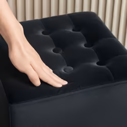 HOMCOM Square Footstool Small Ottoman w/ Wood Legs for Bedroom Charcoal Grey - Additional view 6