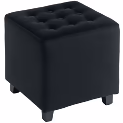 HOMCOM Square Footstool Small Ottoman w/ Wood Legs for Bedroom Charcoal Grey - Additional view 7