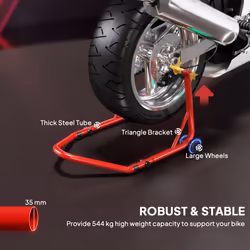 HOMCOM Motorcycle Rear Wheel Stand, 544kg Motorcycle Paddock Stand, Red