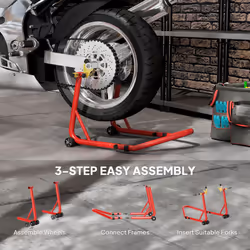 HOMCOM Motorcycle Rear Wheel Stand, 544kg Motorcycle Paddock Stand, Red - Additional view 5
