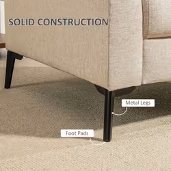 HOMCOM Linen Fabric Modern Accent Chair with Metal Legs, Wood Frame, Beige - Additional view 5
