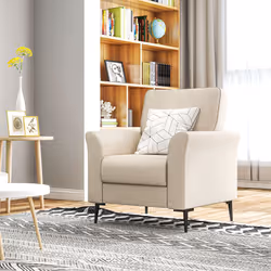 HOMCOM Linen Fabric Modern Accent Chair with Metal Legs, Wood Frame, Beige - Additional view 7