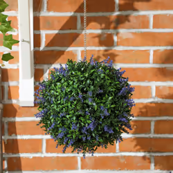 HOMCOM Set of 2 Artificial Plant Topiary Balls, Faux Plants, Purple - Additional view 6
