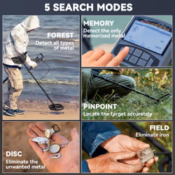 Outsunny Gold Metal Detector with DSP Chip and 5 Professional Modes