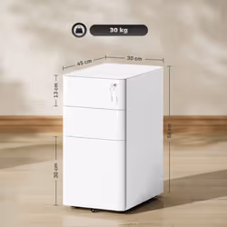 Vinsetto Steel Filing Cabinet with Lock and Wheels for Home Office, White