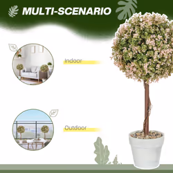 HOMCOM Set of 2 Decorative Artificial Plants, Cream White - Additional view 4