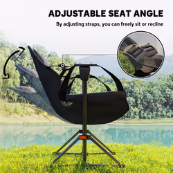 Outsunny Hammock Camping Chair Set of 2, Adjustable Back Camp Chair, Black