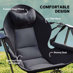 Outsunny Hammock Camping Chair Set of 2, Adjustable Back Camp Chair, Black