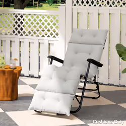 Outsunny Sun Lounger Cushion Only, Garden Lounge Chair Cushion, Light Grey
