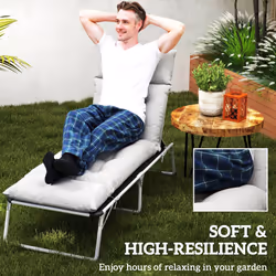 Outsunny Sun Lounger Cushion Only, Garden Lounge Chair Cushion, Light Grey
