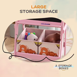 AIYAPLAY 2 in 1 Kids Easel with Whiteboard, Chalkboard, Storage Boxes, Pink - Additional view 4