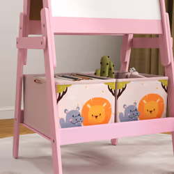 AIYAPLAY 2 in 1 Kids Easel with Whiteboard, Chalkboard, Storage Boxes, Pink - Additional view 7