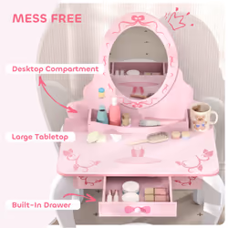 AIYAPLAY Kids Dressing Table Set, Two-Piece Children Vanity Table with Stool - Additional view 4