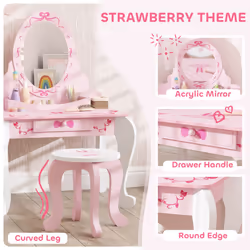 AIYAPLAY Kids Dressing Table Set, Two-Piece Children Vanity Table with Stool - Additional view 5