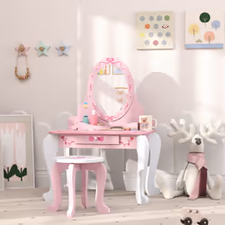 AIYAPLAY Kids Dressing Table Set, Two-Piece Children Vanity Table with Stool - Additional view 6