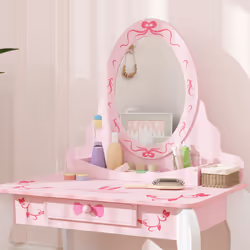 AIYAPLAY Kids Dressing Table Set, Two-Piece Children Vanity Table with Stool - Additional view 8