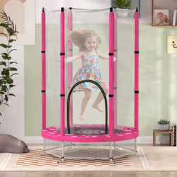 AIYAPLAY 4.6FT Kids Trampoline with Safety Enclosure Net, Pink
