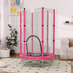 AIYAPLAY 4.6FT Kids Trampoline with Safety Enclosure Net, Pink
