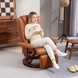 HOMCOM PU Leather Reclining Armchair with Footrest for Living Room - Brown