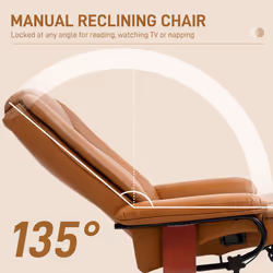 HOMCOM PU Leather Reclining Armchair with Footrest for Living Room - Brown