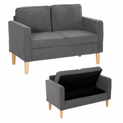 HOMCOM Compact 2 Seater Sofa with Under Seat Storage for Small Spaces Grey - Additional view 8