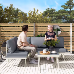 Outsunny 3 Piece Garden Furniture Set with 5-Level Adjustable Lounger, Grey