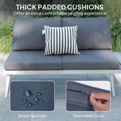 Outsunny 3 Piece Garden Furniture Set with 5-Level Adjustable Lounger, Grey - Additional view 5