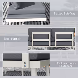 Outsunny 3 Piece Garden Furniture Set with 5-Level Adjustable Lounger, Grey - Additional view 7