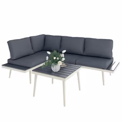 Outsunny 3 Piece Garden Furniture Set with 5-Level Adjustable Lounger, Grey - Additional view 8