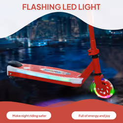 AIYAPLAY Electronic Ride on Scooter for Kids w/ Auxiliary Rear Wheels, Red