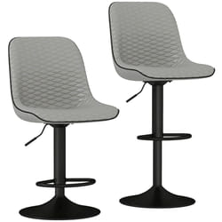 HOMCOM Set of 2 Bar Stools, Adjustable Swivel Breakfast Barstools, Grey