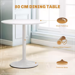 HOMCOM 80cm Dining Table Set with 4 PU Padded Chairs, Solid Wood Legs, White