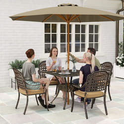 Outsunny 5 Pieces Cast Aluminium Garden Dining Set with Parasol Hole, Bronze
