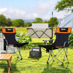 Outsunny Set of 2 Reclining Camping Chairs, Orange and Black