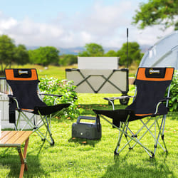 Outsunny Set of 2 Reclining Camping Chairs, Orange and Black
