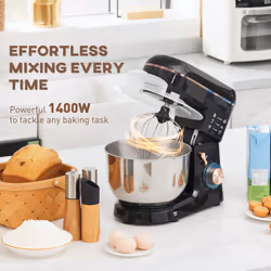HOMCOM Electric Stand Mixer, 5L Food Mixer with Dough Hook, Whisk, Black