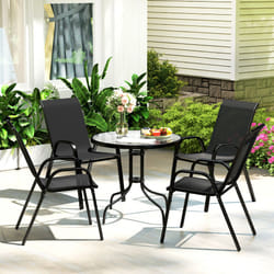 Outsunny 5 PCs Garden Furniture Set, Round Table and Stackable Chairs, Black