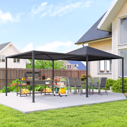 Outsunny 3 x 3(m) Garden Gazebo Canopy with Extendable Awning and Wheels