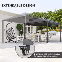 Outsunny 3Â xÂ 3(m)Â GardenÂ Gazebo Canopy with Extendable Awning and Wheels