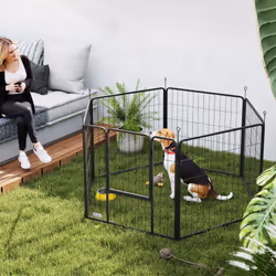 PawHut Dog Playpen, 6 Panels Puppy Pen Dog Playpen, 80cm High, Black