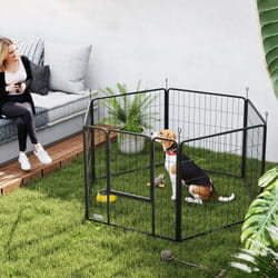 PawHut Dog Playpen, 6 Panels Puppy Pen Dog Playpen, 80cm High, Black