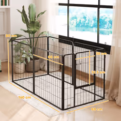 PawHut Dog Playpen, 6 Panels Puppy Pen Dog Playpen, 80cm High, Black